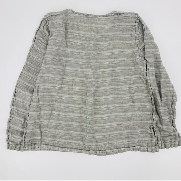 Flax Light Green/Brown Linen Top, Size M - Picture 4 of 8